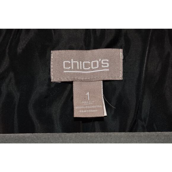 CHICO'S NEW $159 Navy Metallic Tweed Jacket Faux Leather Trim Chico's 1 / US 10 - Picture 4 of 4